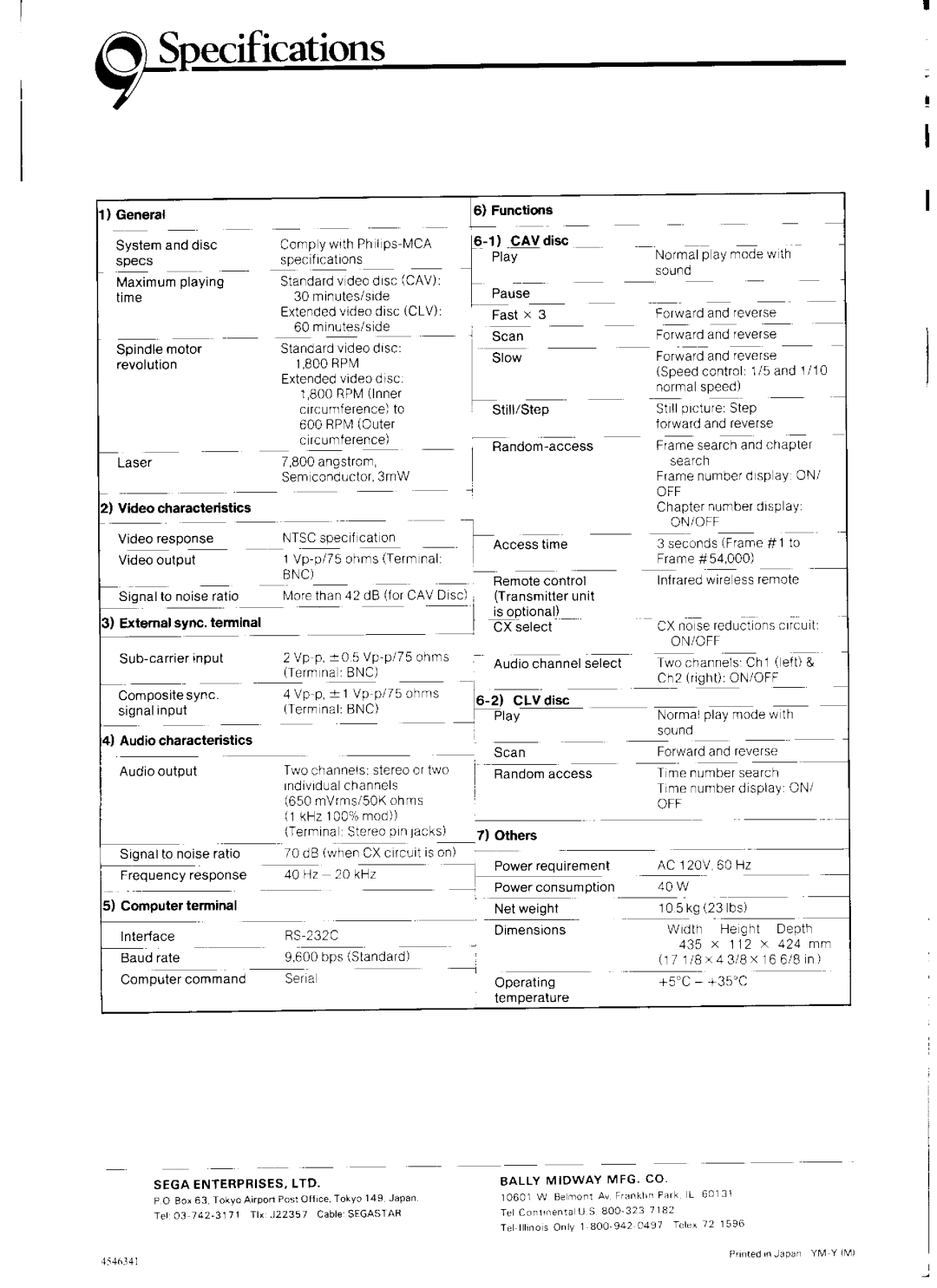 Sega 200-5017-01 manual 