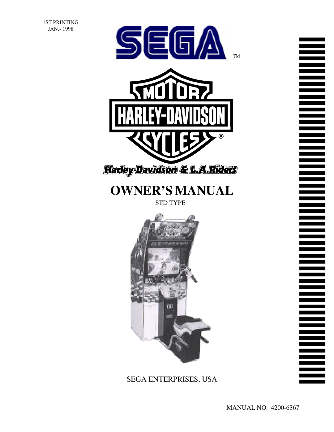 Sega 4200-6367 owner manual STD Type, 1ST Printing 