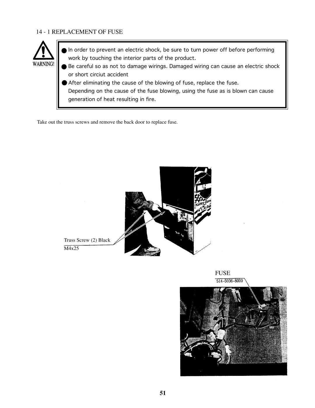 Sega 4200-6367 owner manual 14 1 Replacement of Fuse 