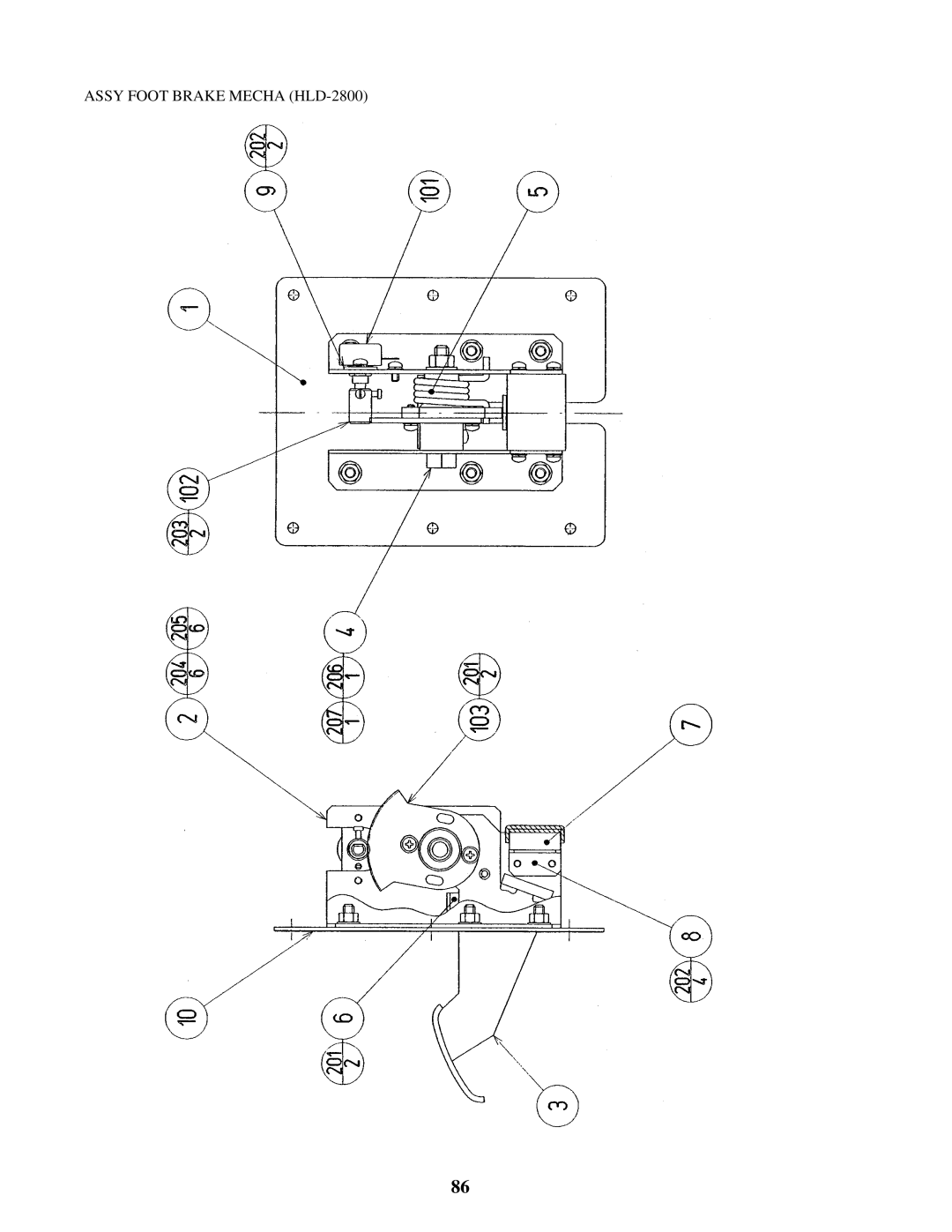 Sega 4200-6367 owner manual Assy Foot Brake Mecha HLD-2800 