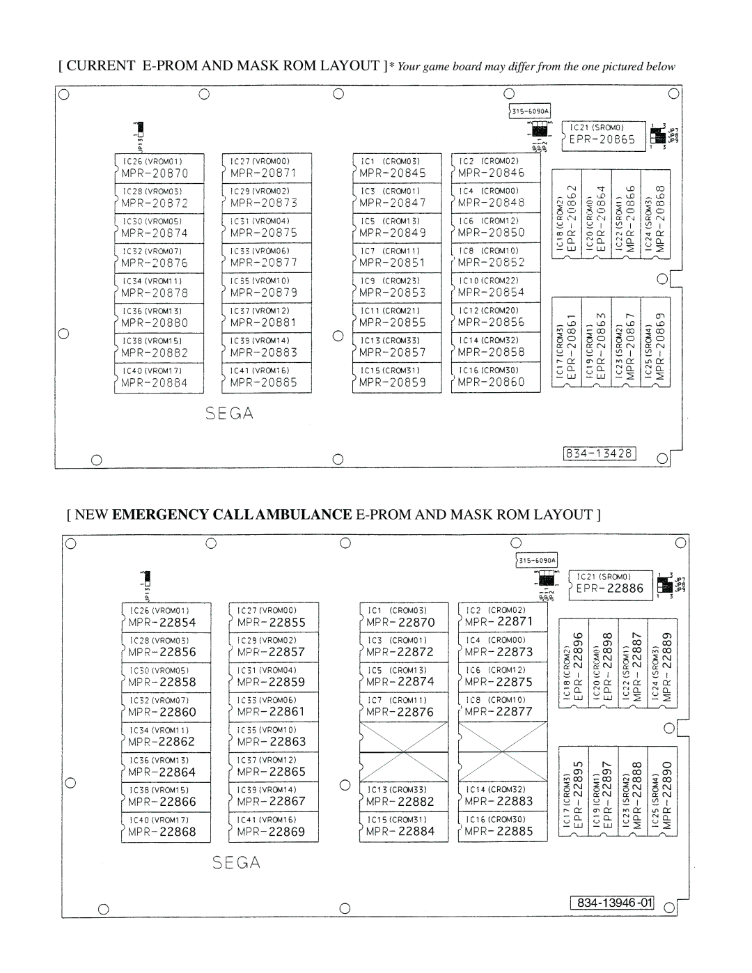 Sega 999-0858 owner manual NEW Emergency Call Ambulance E-PROM and Mask ROM Layout 