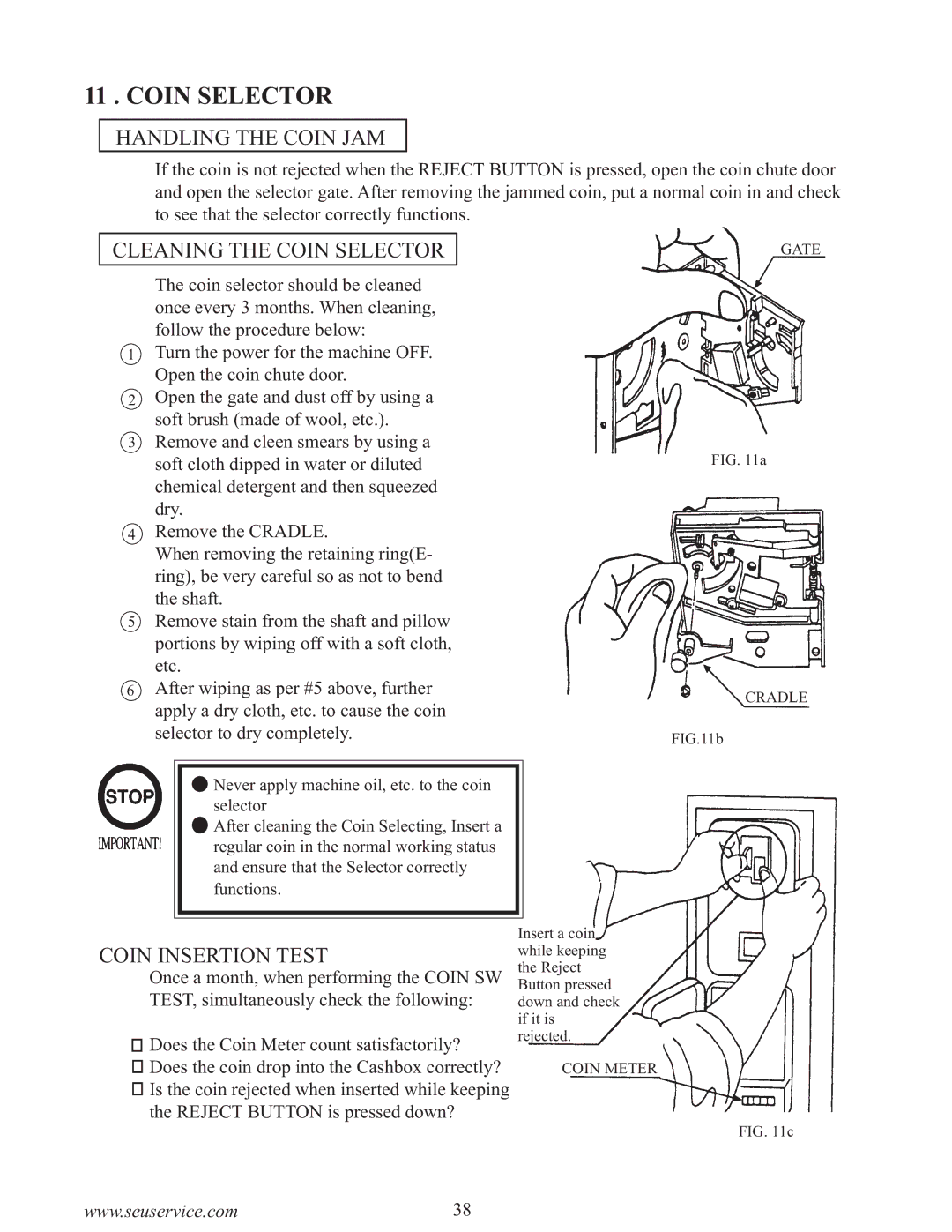 Sega 999-0886-01 owner manual Coin Selector, Handling the Coin JAM 