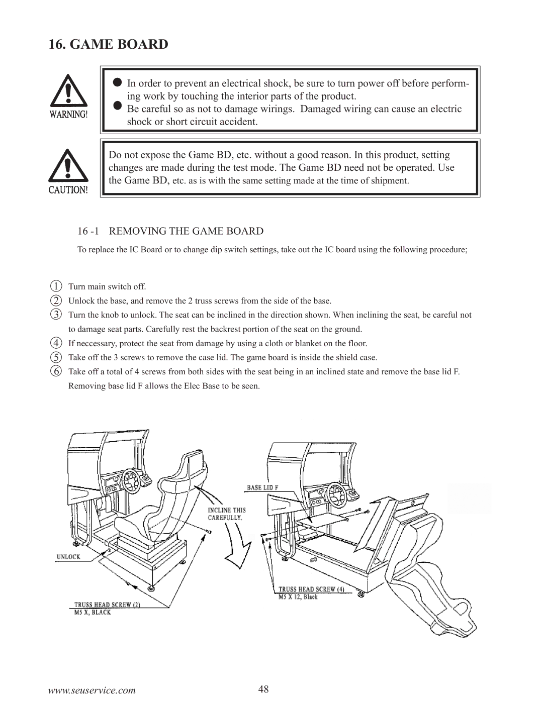 Sega 999-0886-01 owner manual 16 -1 Removing the Game Board 