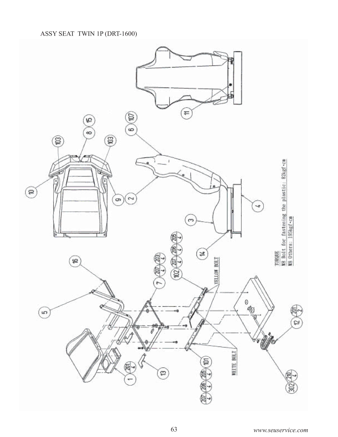 Sega 999-0886-01 owner manual Assy Seat Twin 1P DRT-1600 