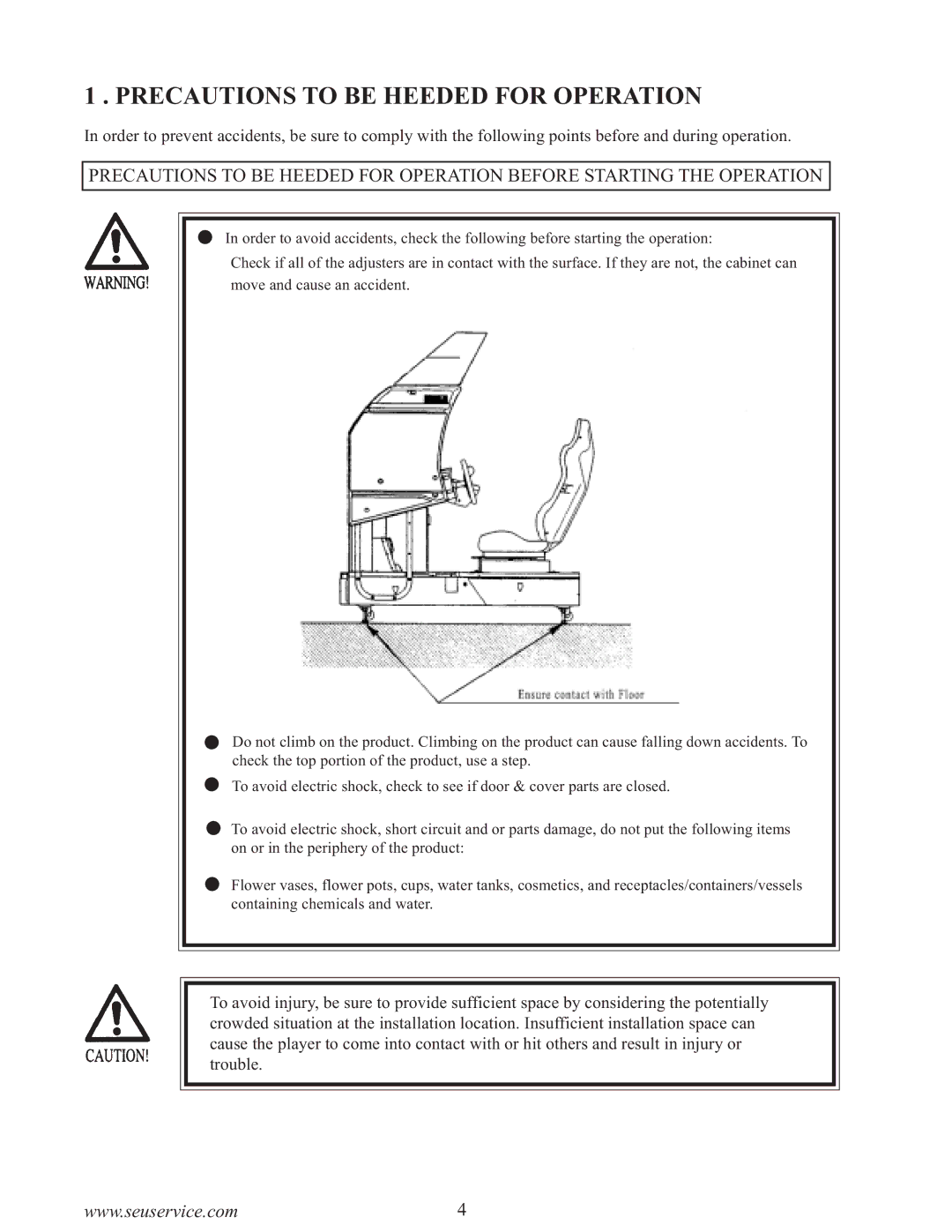 Sega 999-0886-01 owner manual Precautions to be Heeded for Operation 