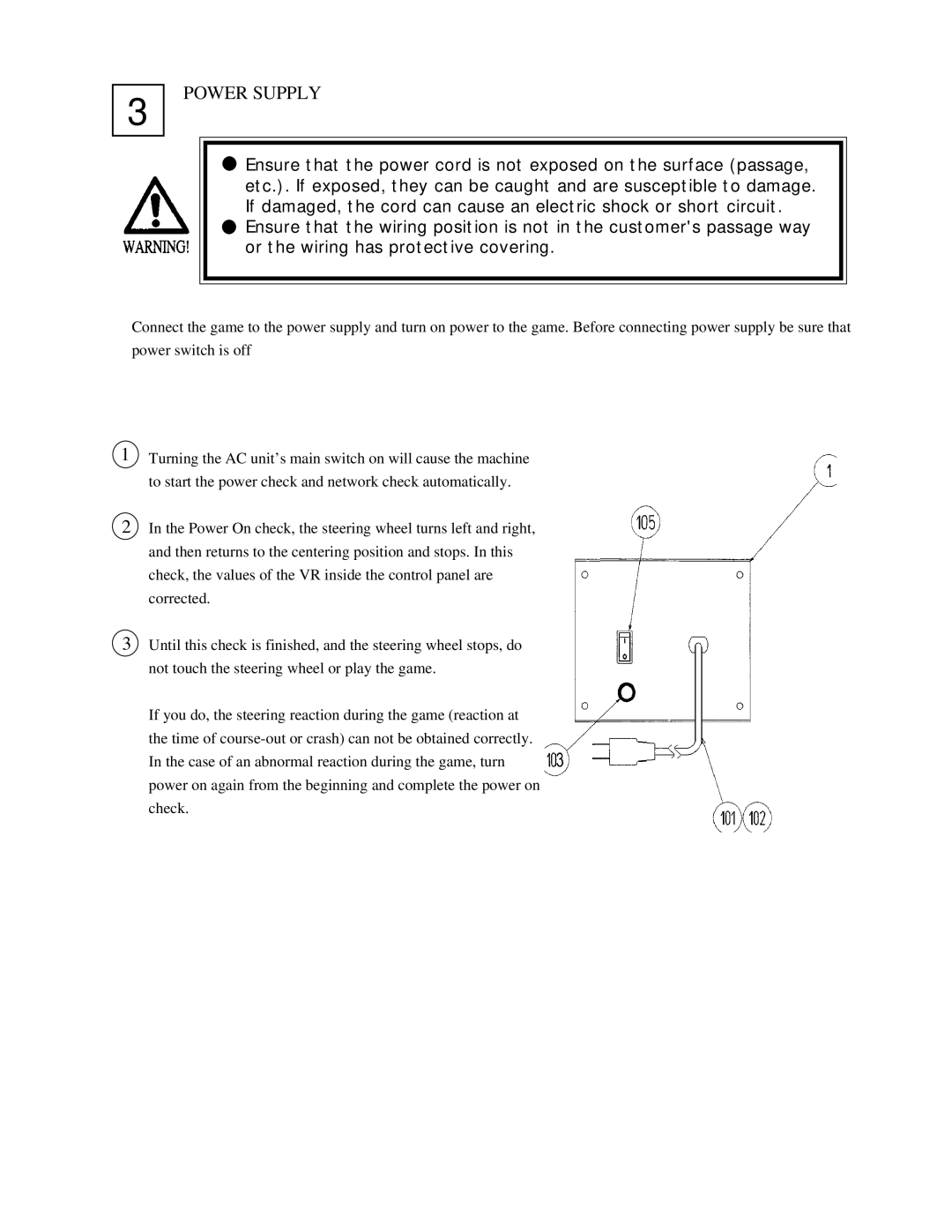 Sega 999-0921 owner manual Power Supply 