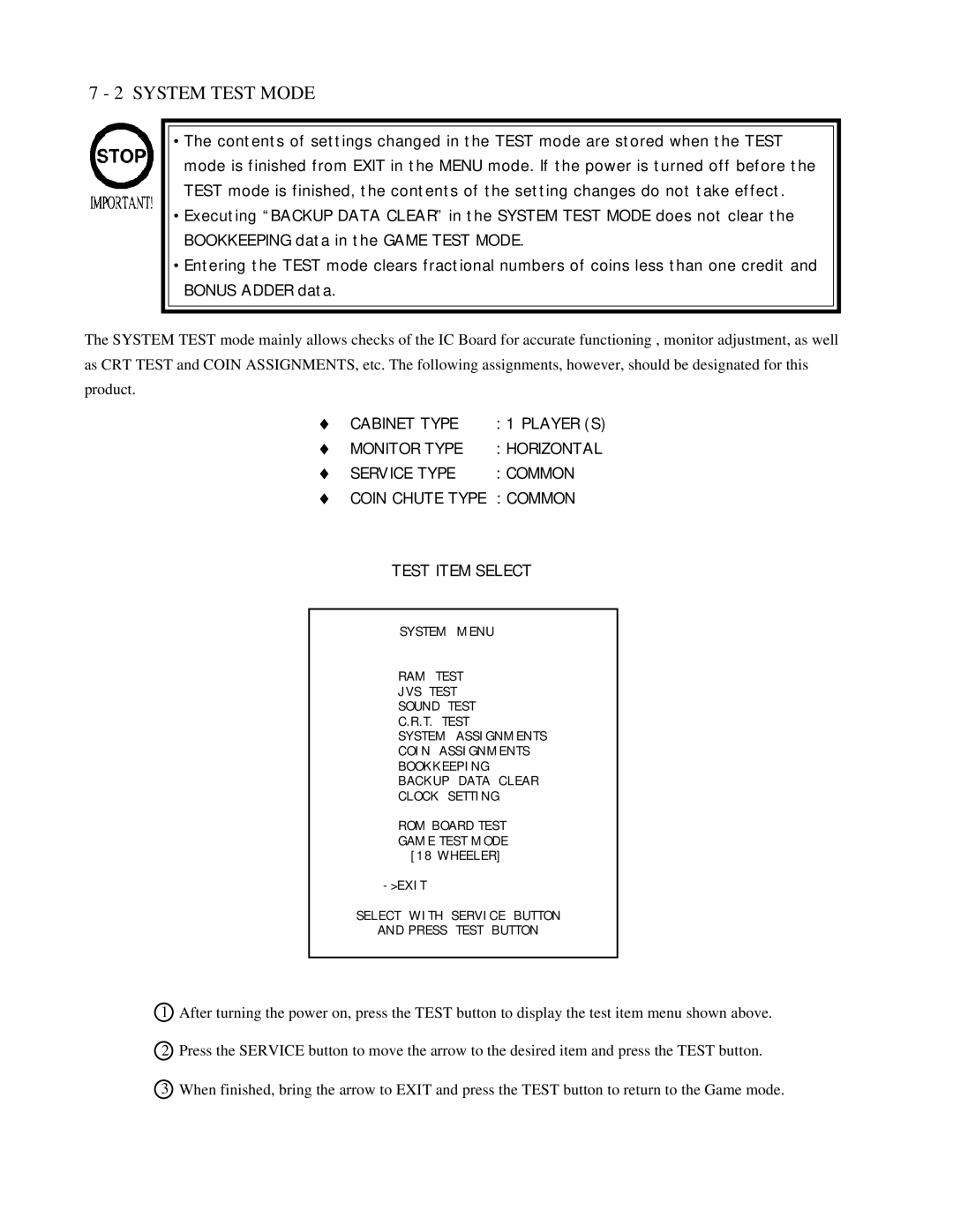 Sega 999-0921 owner manual Cabinet Type 