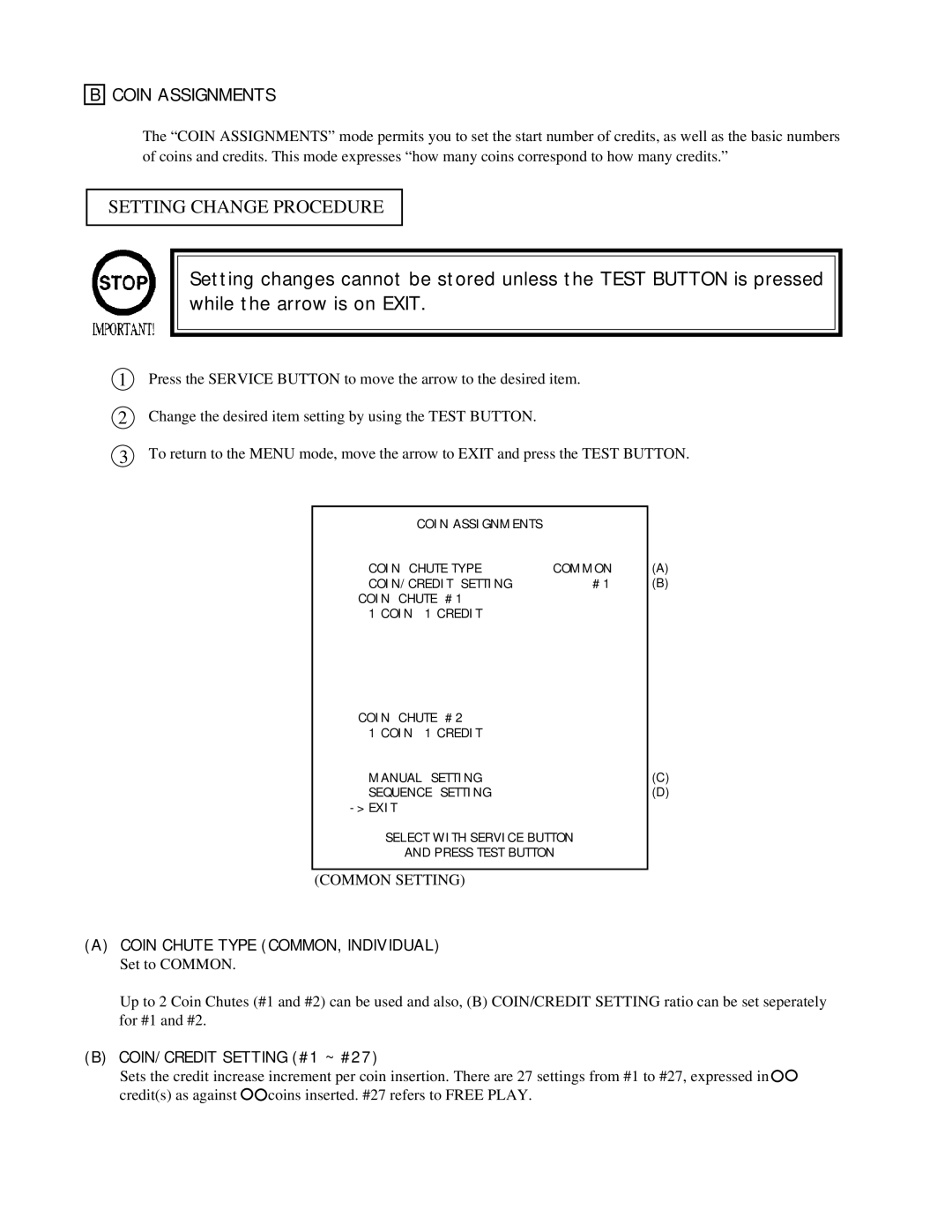 Sega 999-0921 owner manual Coin Assignments 