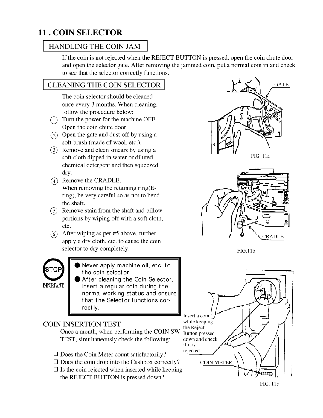 Sega 999-0921 owner manual Coin Selector, Handling the Coin JAM 