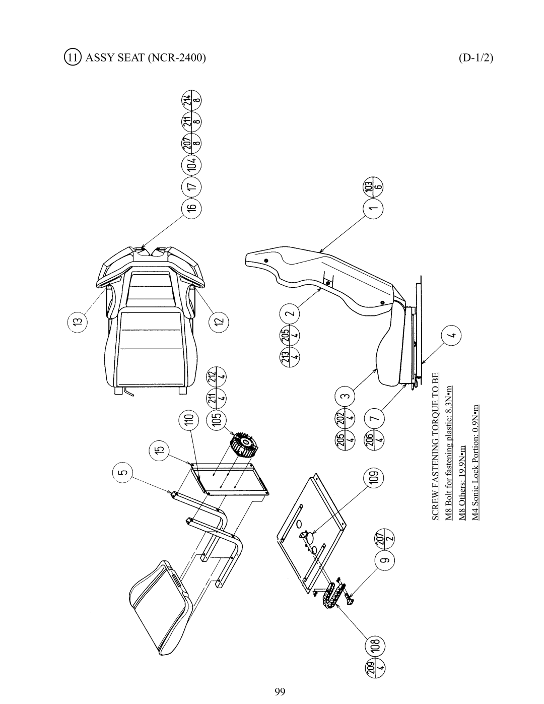 Sega 999-1108 owner manual Assy Seat NCR-2400 