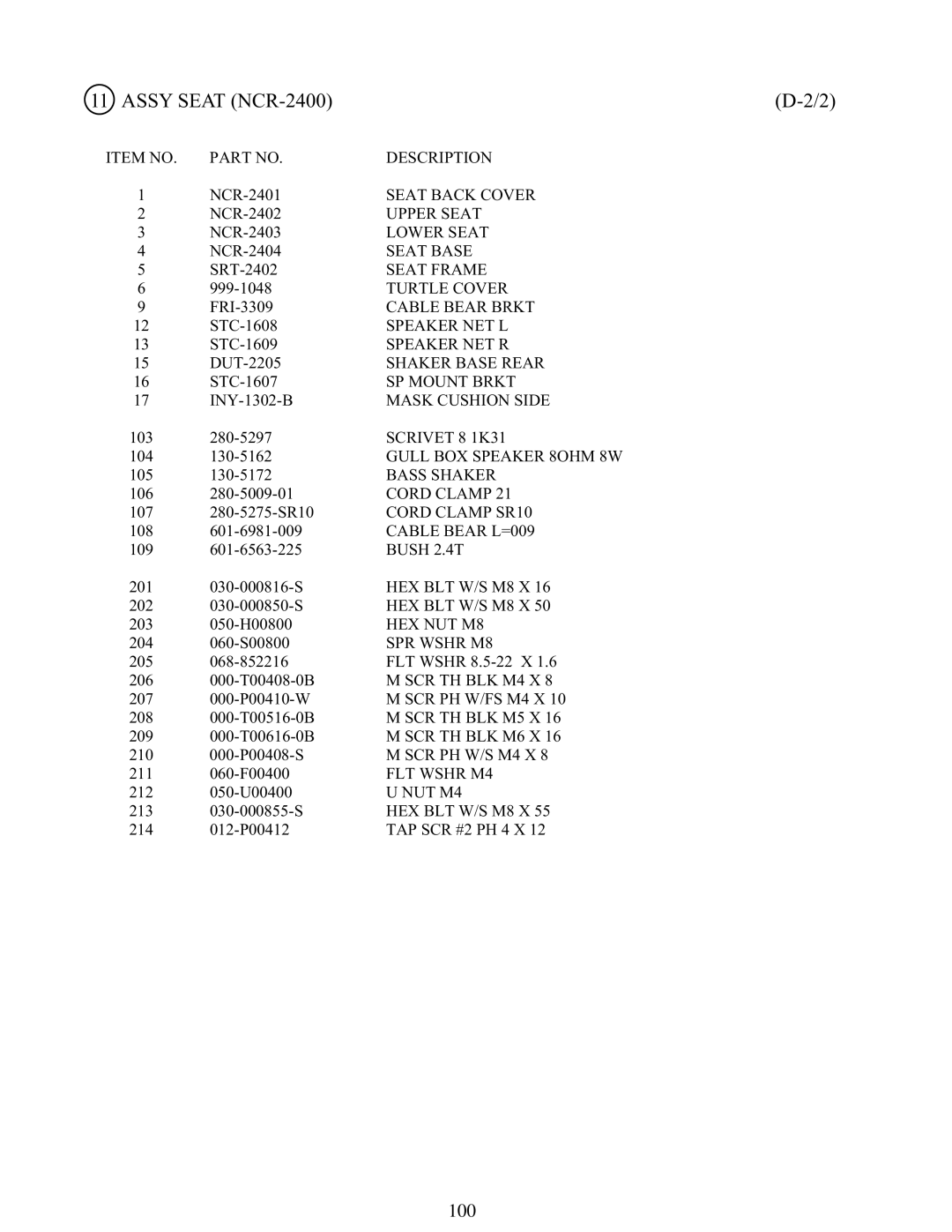 Sega 999-1108 owner manual 100 