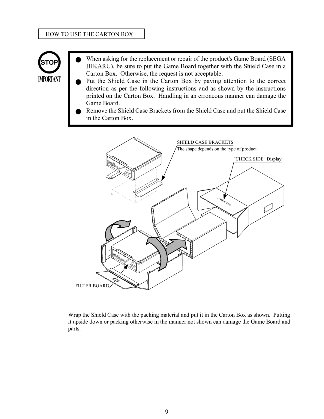 Sega 999-1108 owner manual HOW to USE the Carton BOX 