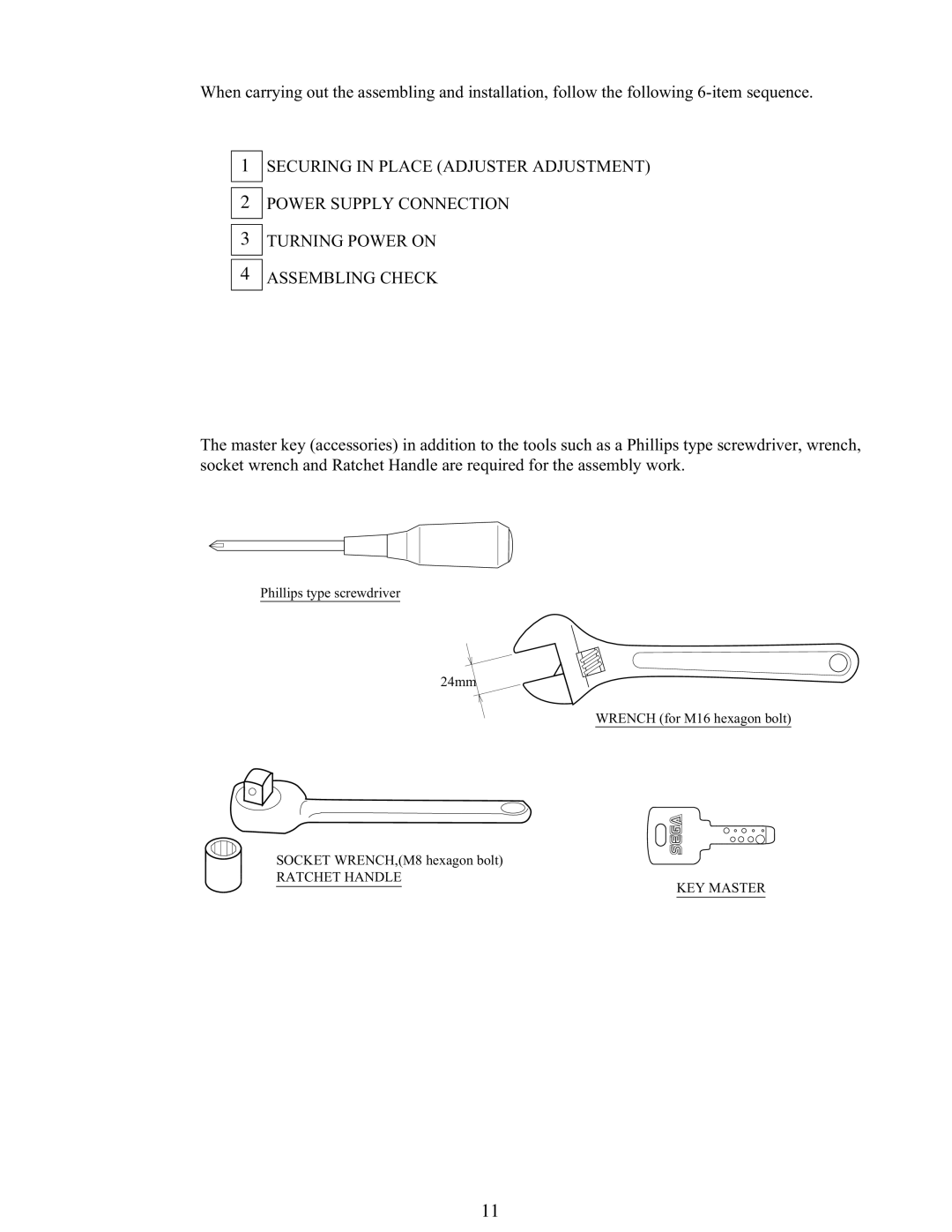 Sega 999-1108 owner manual Ratchet Handle KEY Master 