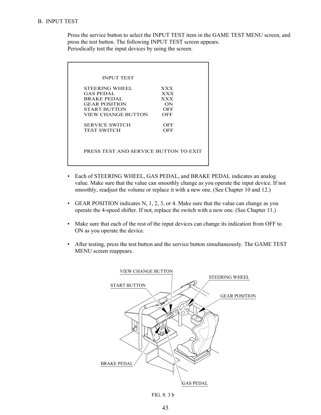 Sega 999-1108 owner manual Input Test 