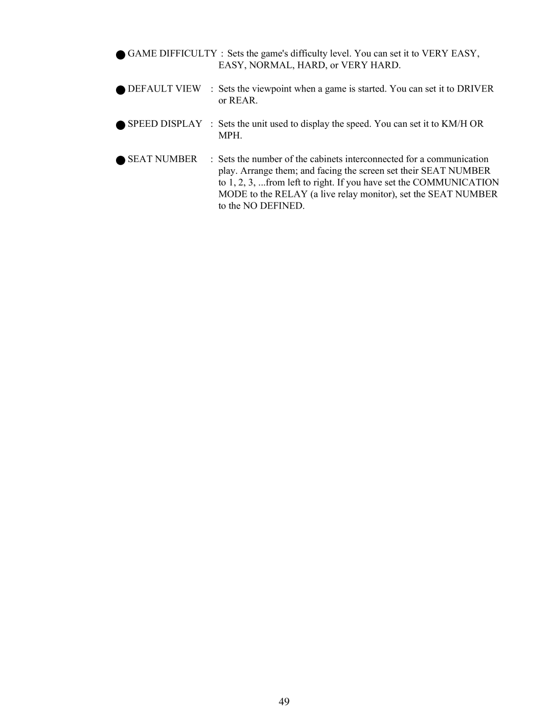 Sega 999-1108 owner manual Default View, Speed Display, Mph, Seat Number 