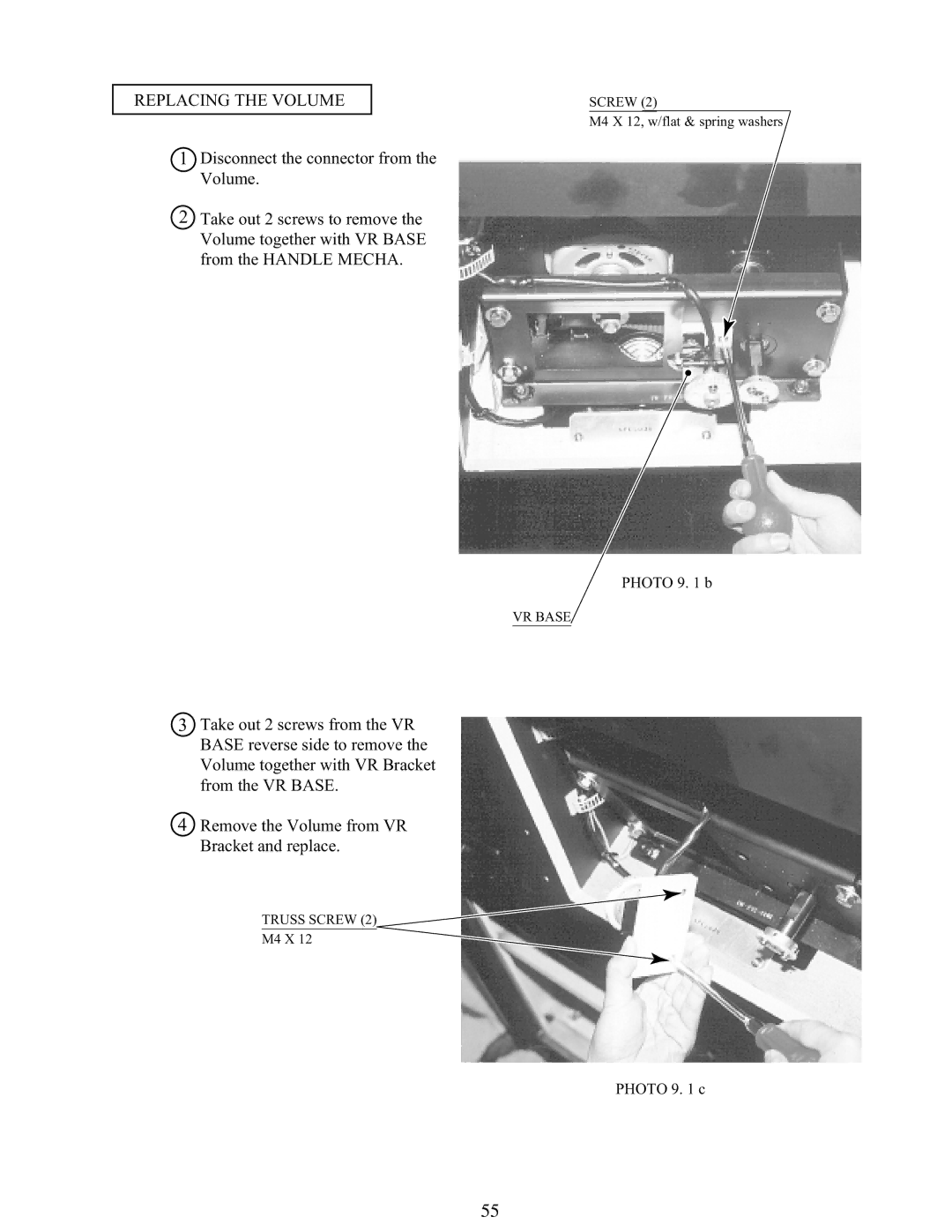 Sega 999-1108 owner manual Replacing the Volume 