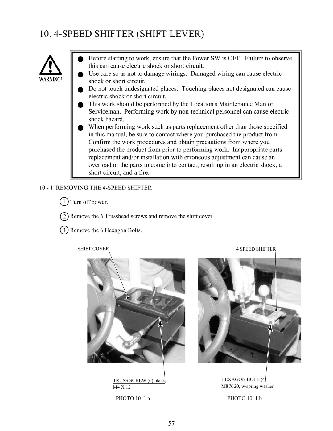 Sega 999-1108 owner manual Speed Shifter Shift Lever, 10 1 Removing the 4-SPEED Shifter 