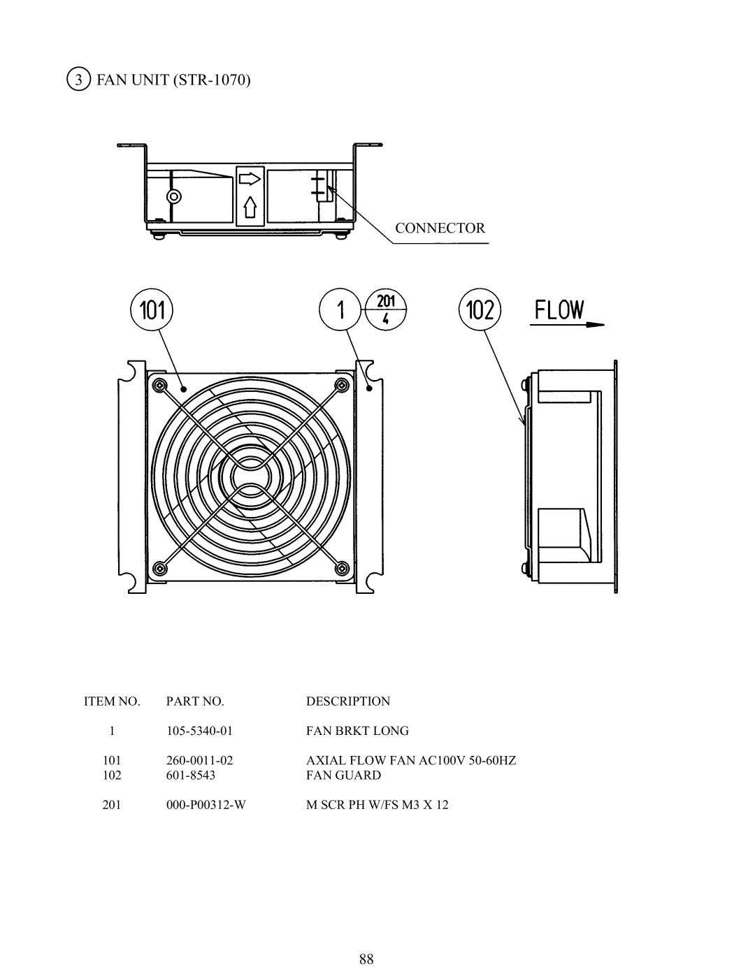 Sega 999-1108 owner manual FAN Unit STR-1070 