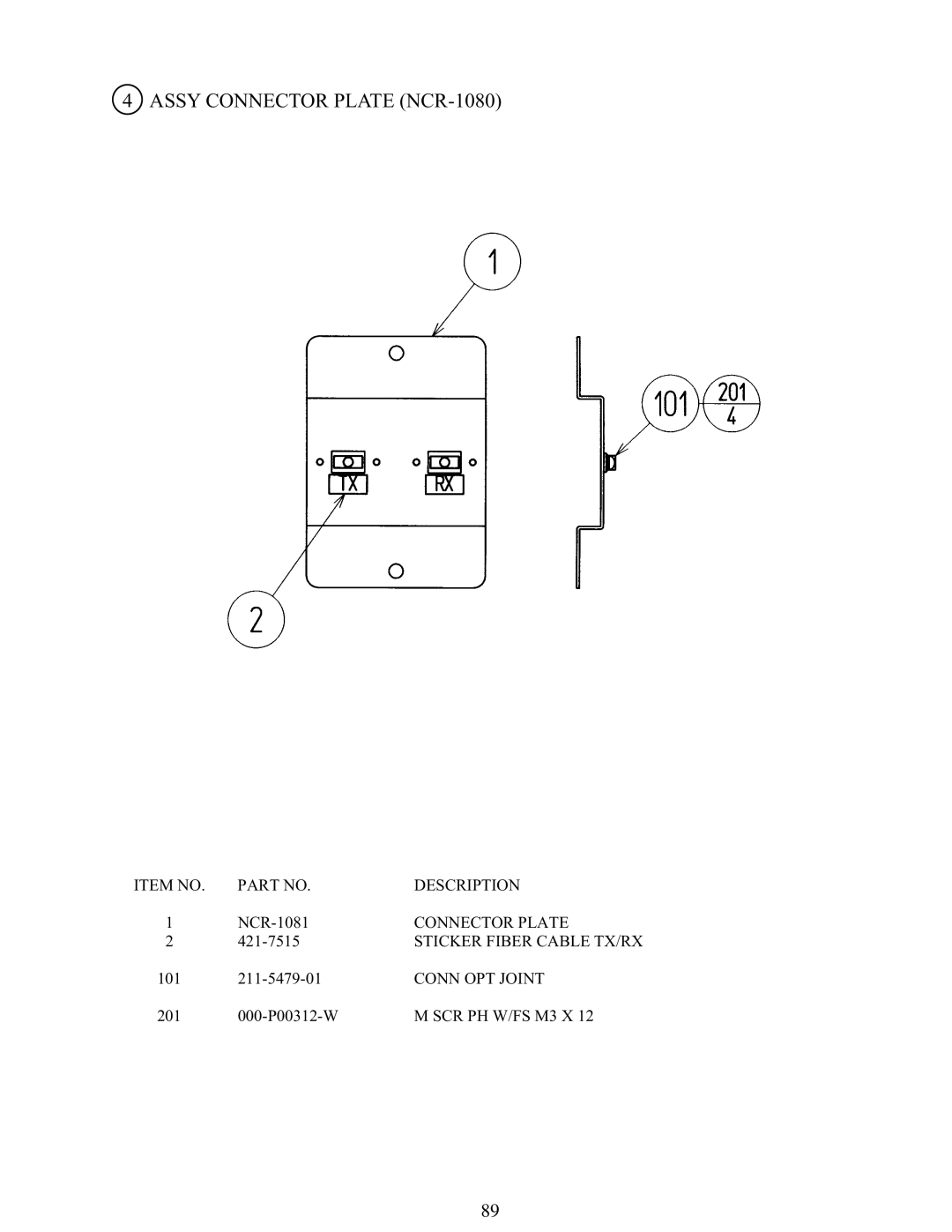 Sega 999-1108 owner manual Assy Connector Plate NCR-1080 