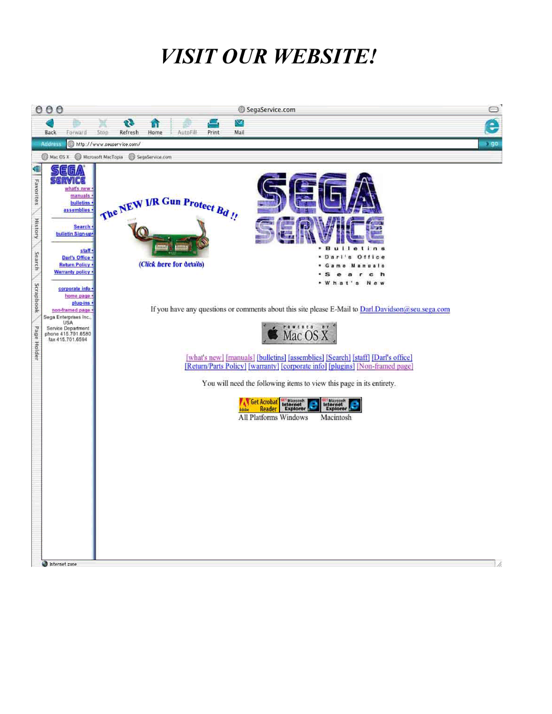 Sega 999-1618 owner manual Visit OUR Website 