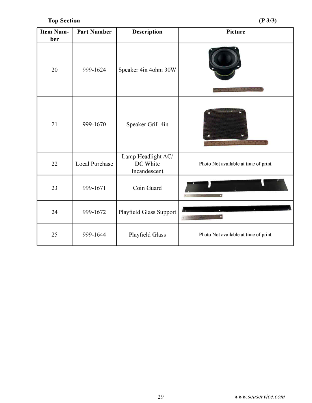 Sega 999-1618 owner manual Speaker 4in 4ohm 30W 