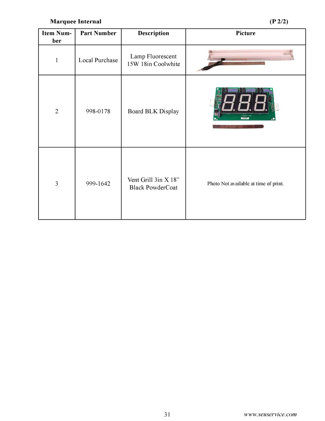 Sega 999-1618 owner manual Local Purchase Lamp Fluorescent 15W 18in Coolwhite 