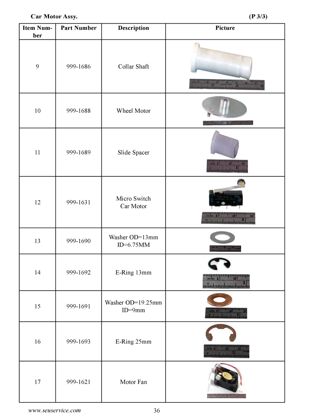 Sega 999-1618 owner manual Collar Shaft 