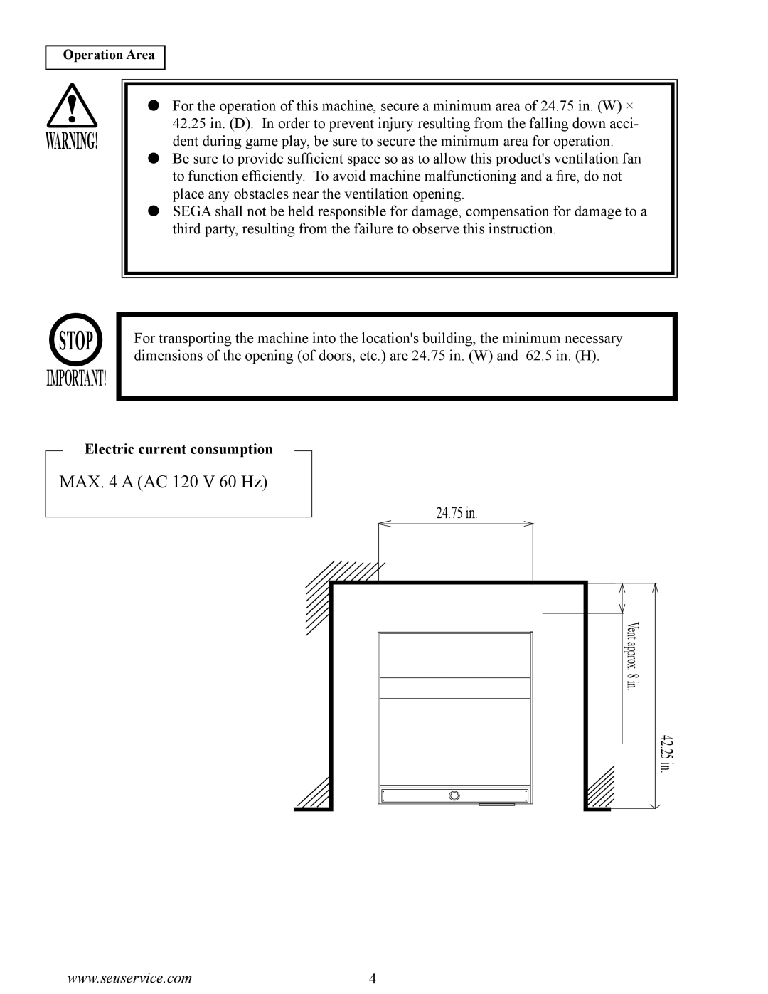 Sega 999-1763 owner manual MAX a AC 120 V 60 Hz 