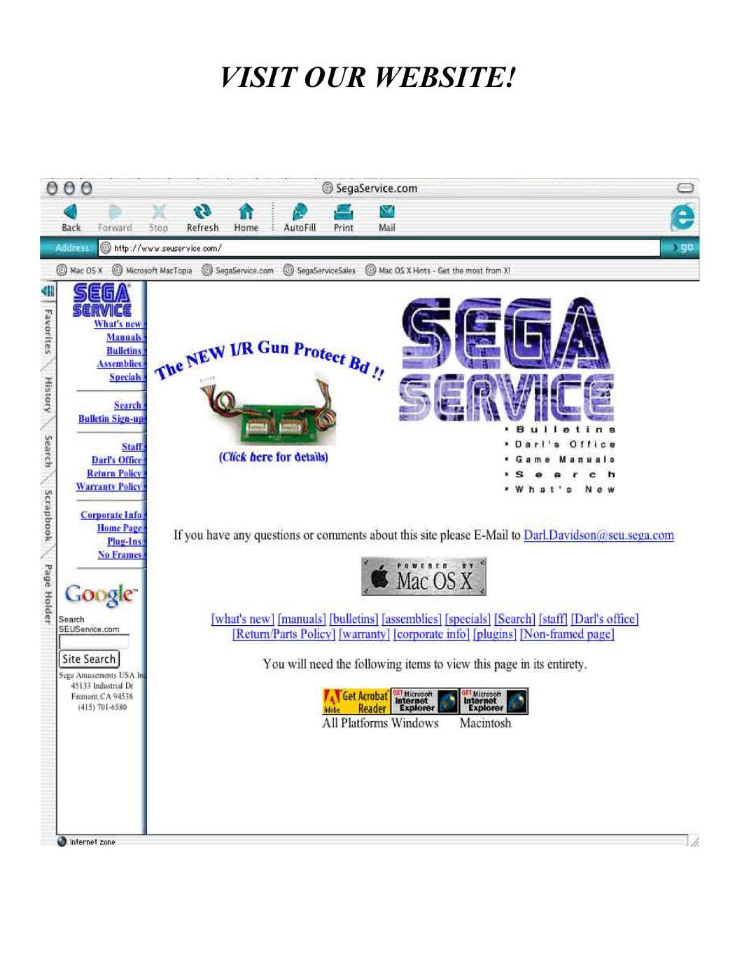 Sega 999-1763 owner manual Visit OUR Website 