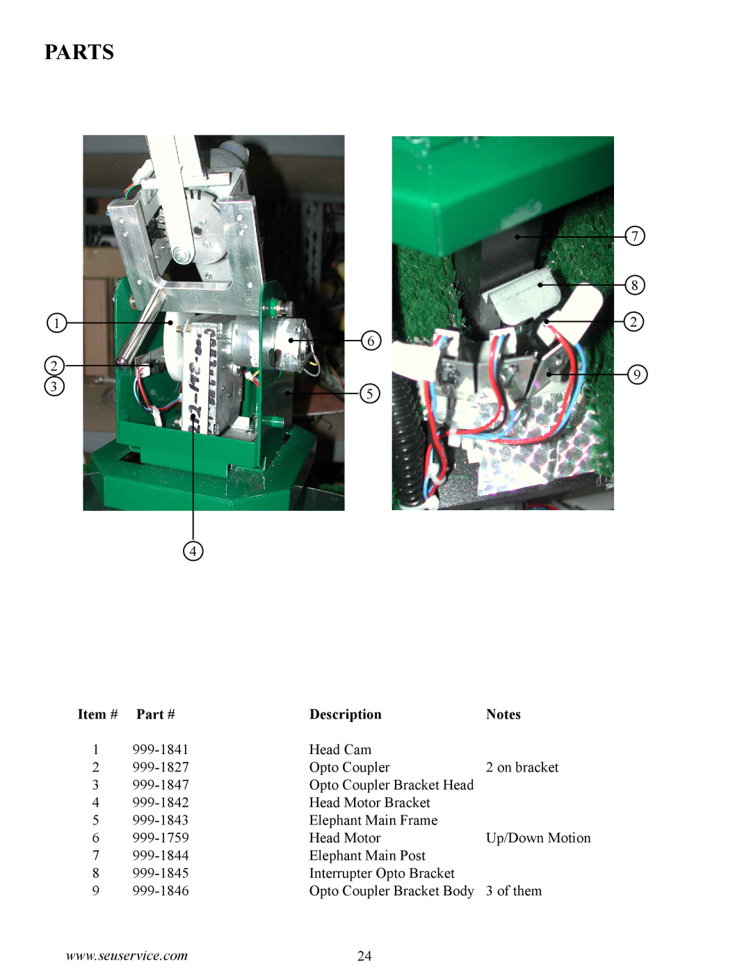 Sega 999-1763 owner manual Parts 