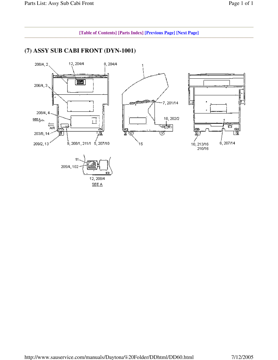 Sega DLX owner manual Assy SUB Cabi Front DYN-1001 