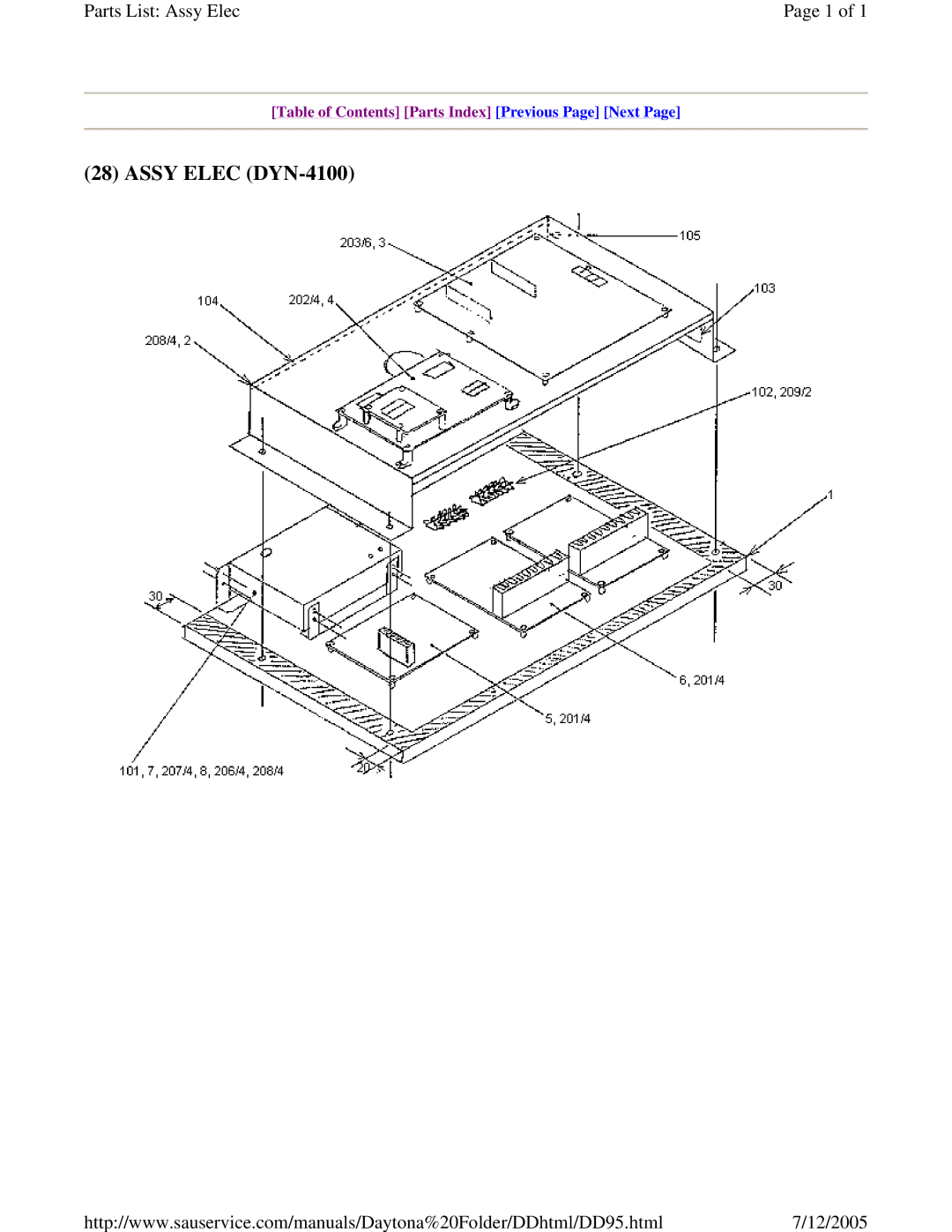 Sega DLX owner manual Assy Elec DYN-4100 