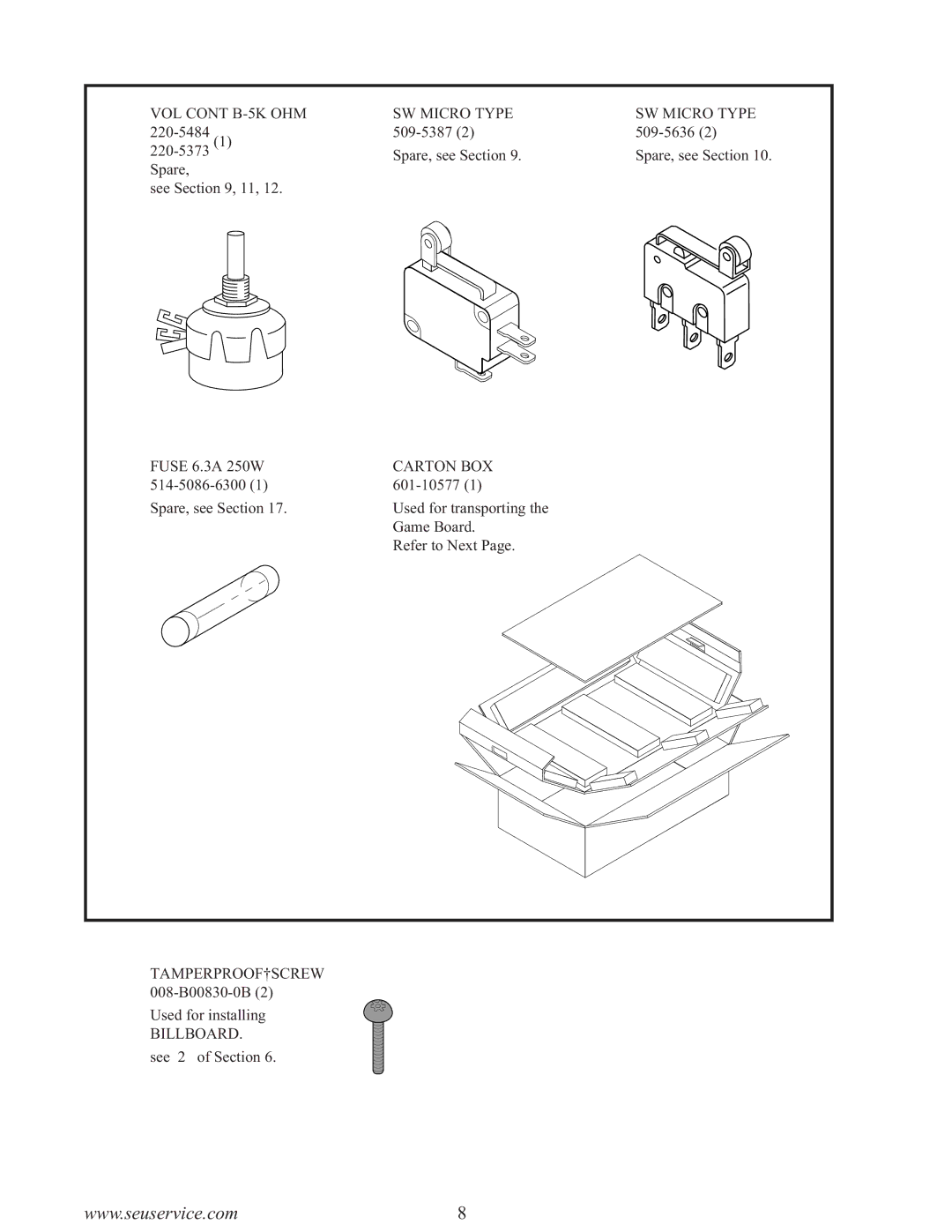 Sega F355 owner manual VOL Cont B-5K OHM 