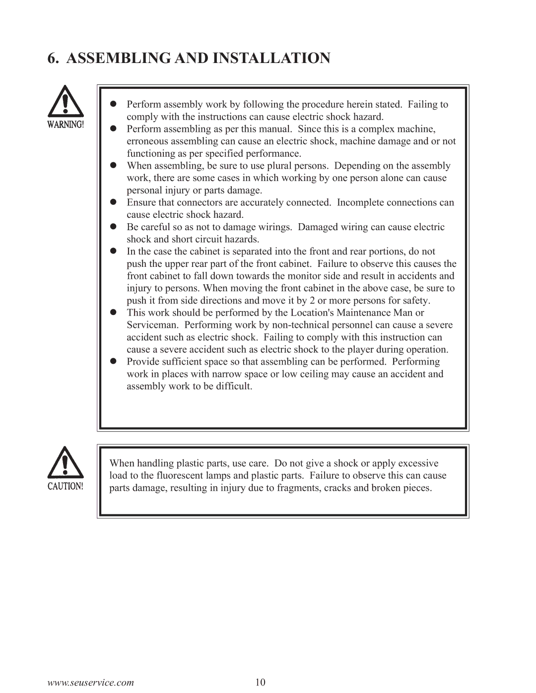 Sega F355 owner manual Assembling and Installation 