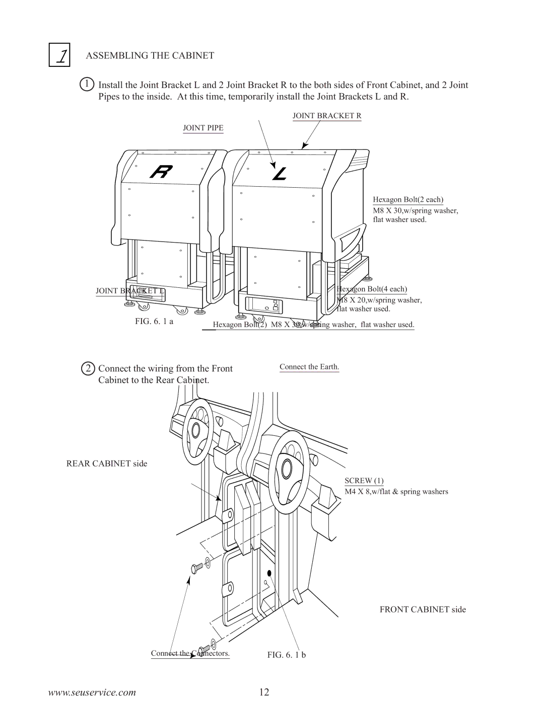 Sega F355 owner manual Assembling the Cabinet, Joint Bracket L 