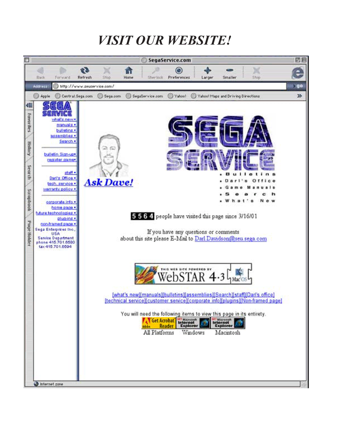 Sega F355 owner manual Visit OUR Website 