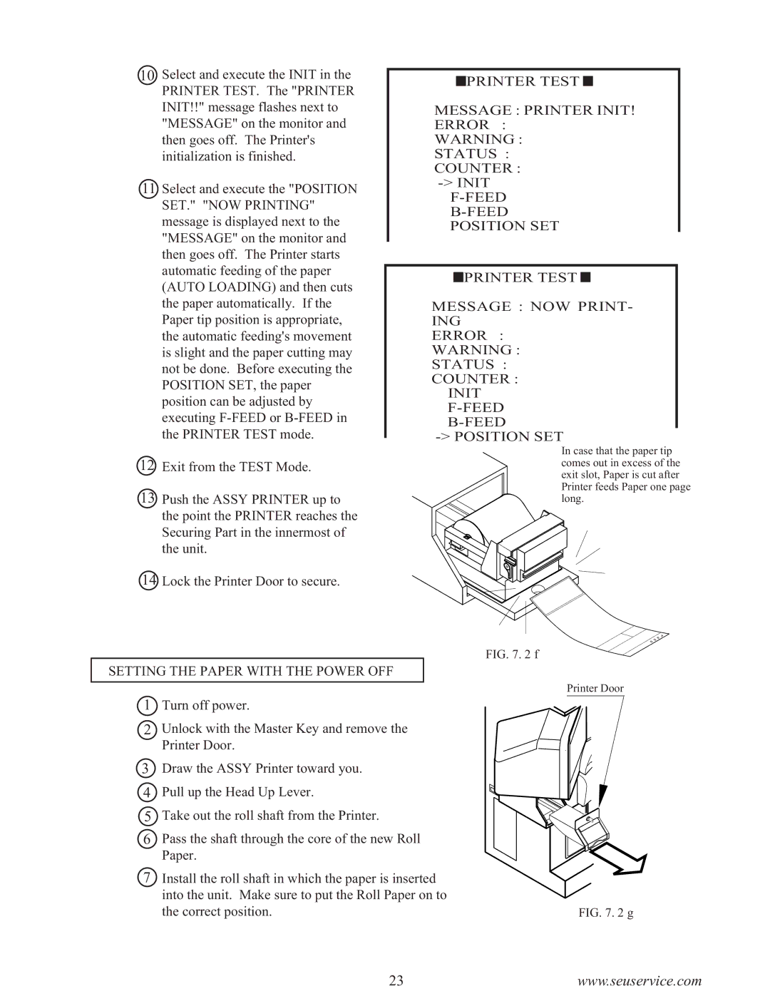 Sega F355 owner manual Setting the Paper with the Power OFF 