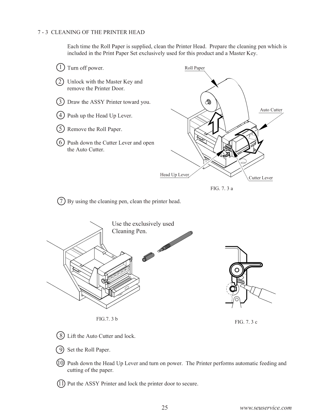 Sega F355 owner manual Use the exclusively used Cleaning Pen, Cleaning of the Printer Head 