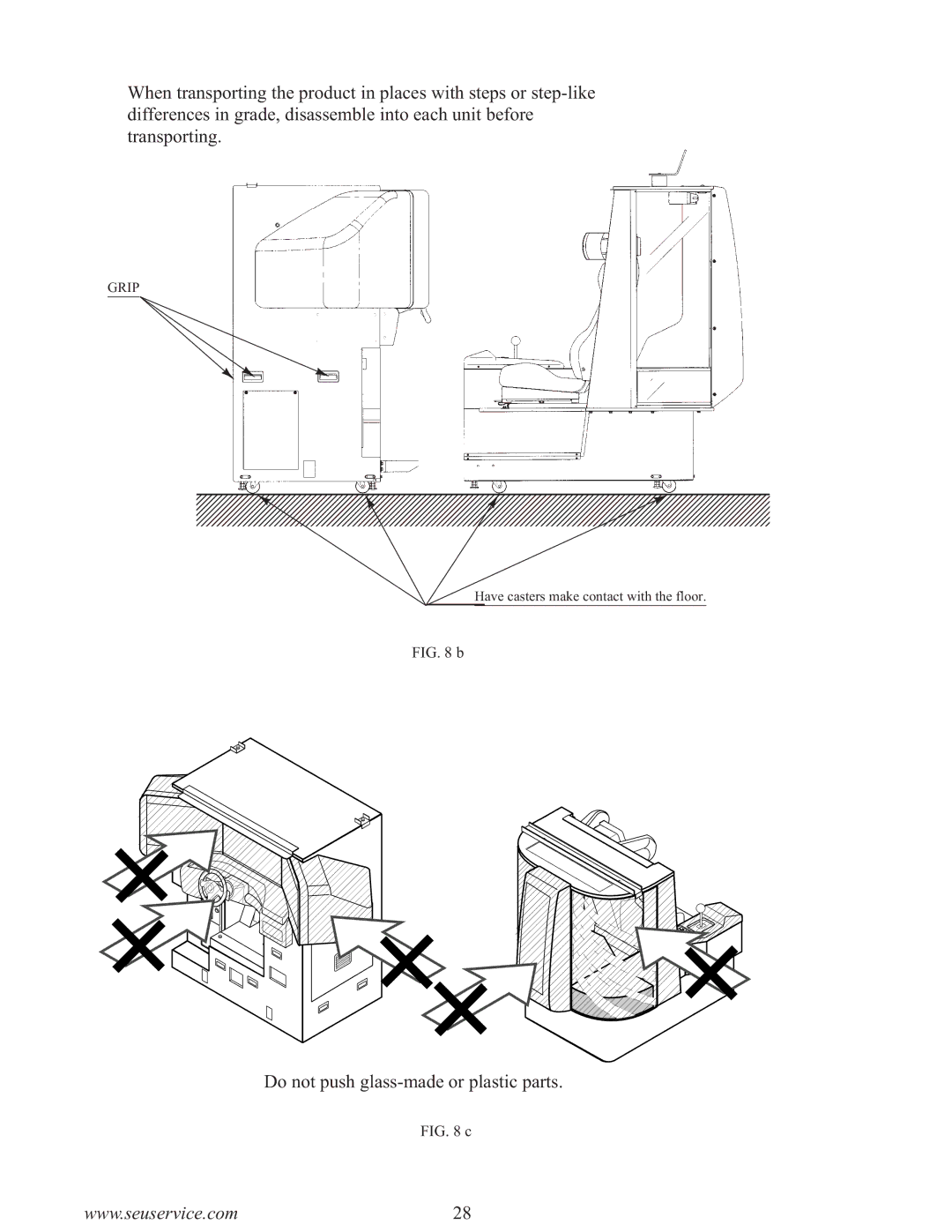 Sega F355 owner manual Do not push glass-made or plastic parts 