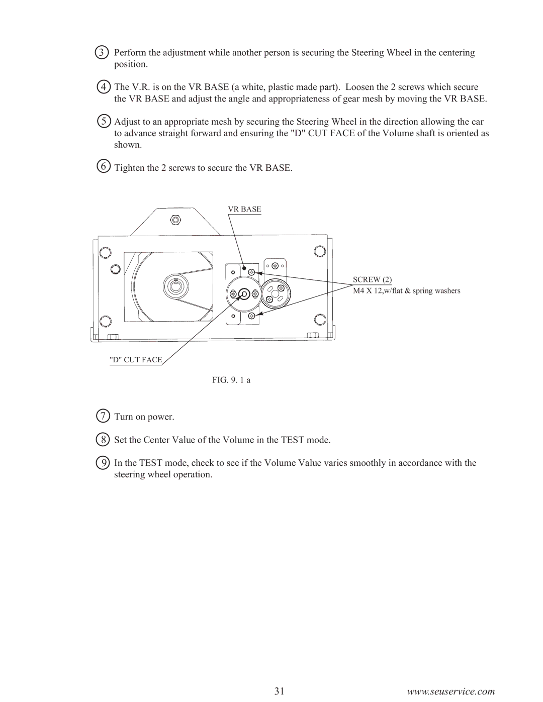 Sega F355 owner manual VR Base Screw 