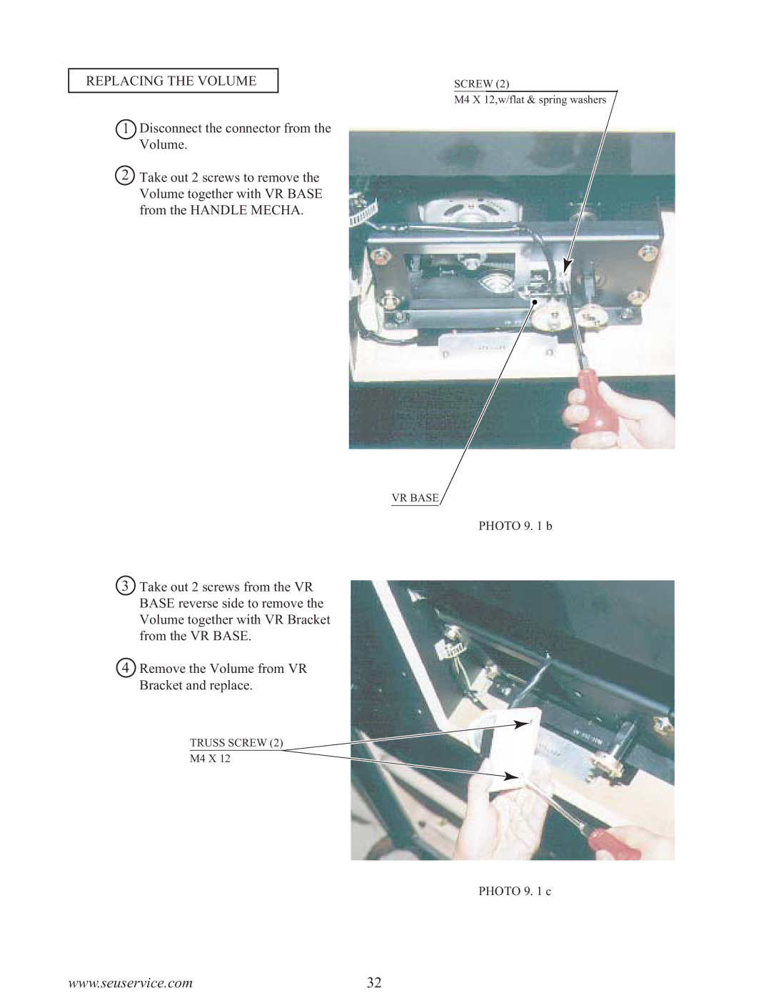 Sega F355 owner manual Replacing the Volume 