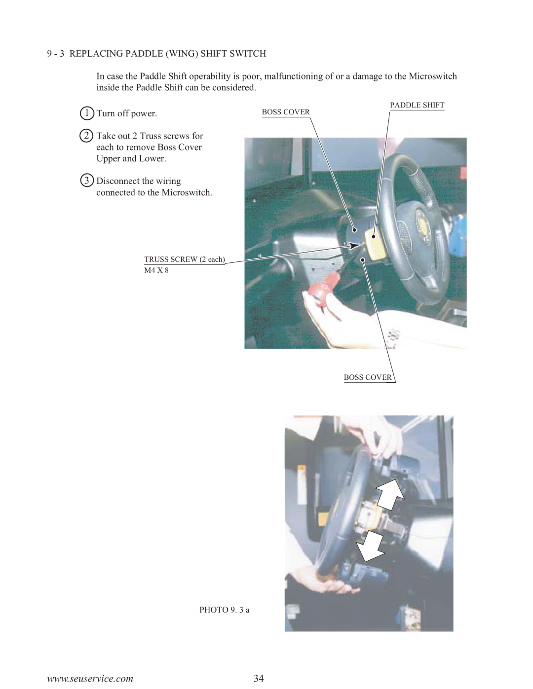 Sega F355 owner manual Replacing Paddle Wing Shift Switch 