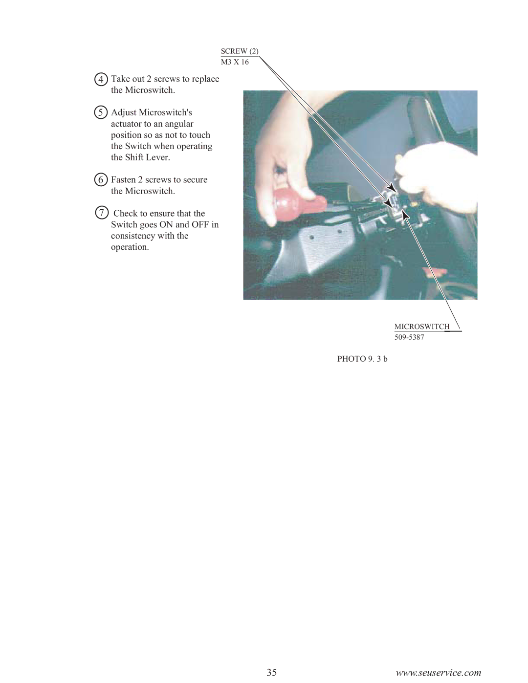 Sega F355 owner manual Microswitch 