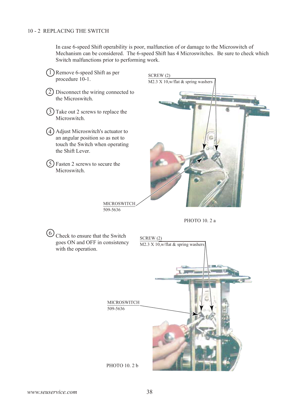 Sega F355 owner manual 10 2 Replacing the Switch 