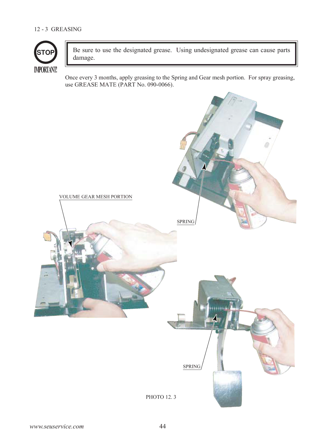 Sega F355 owner manual 12 3 Greasing 