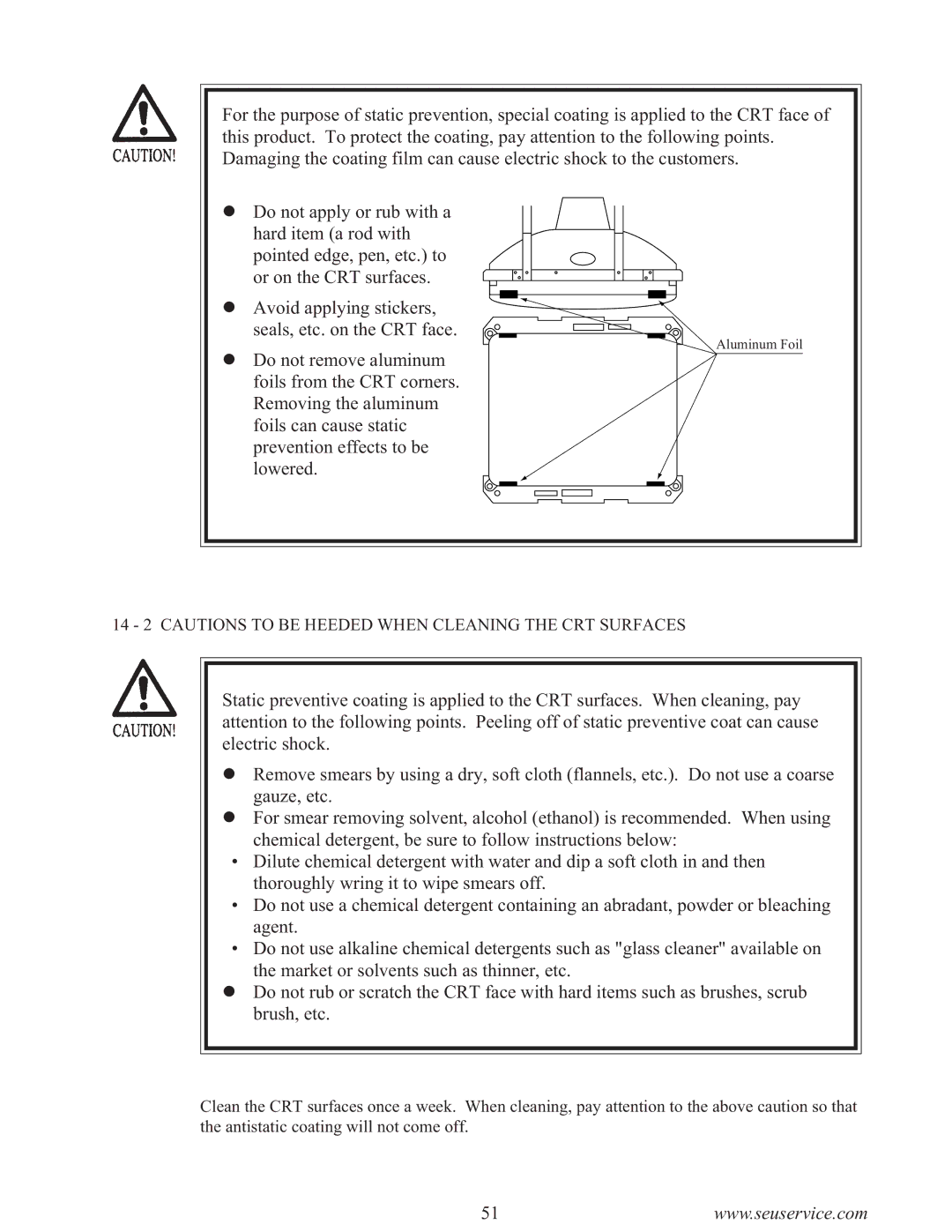 Sega F355 owner manual 14 2 Cautions to be Heeded When Cleaning the CRT Surfaces 