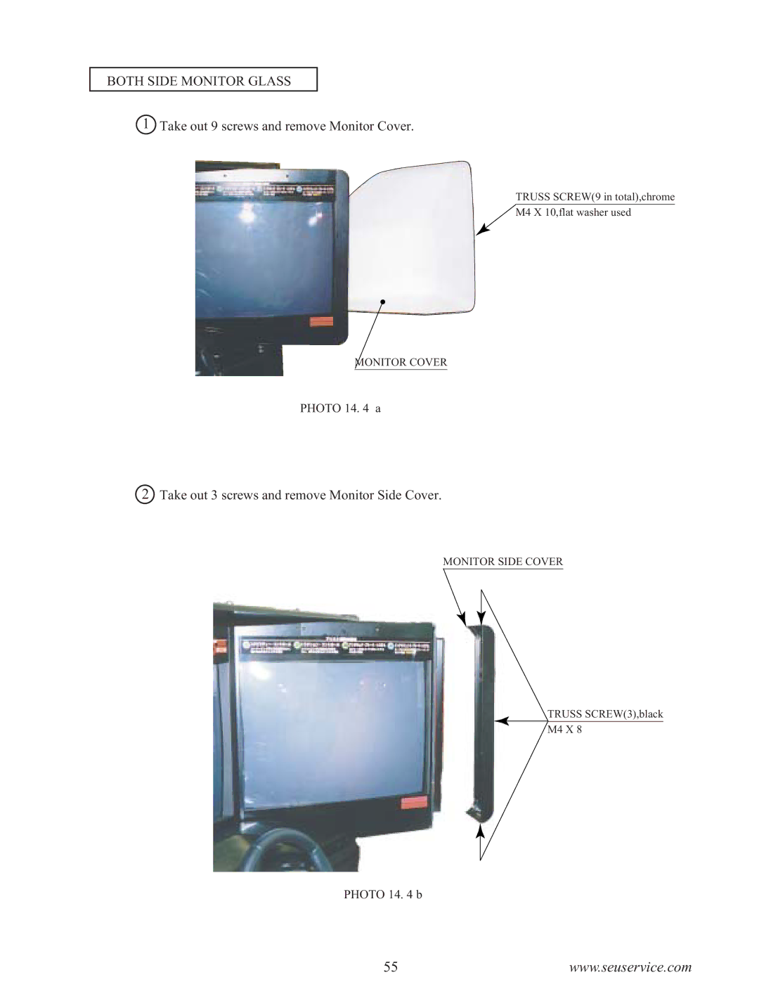 Sega F355 owner manual Both Side Monitor Glass 