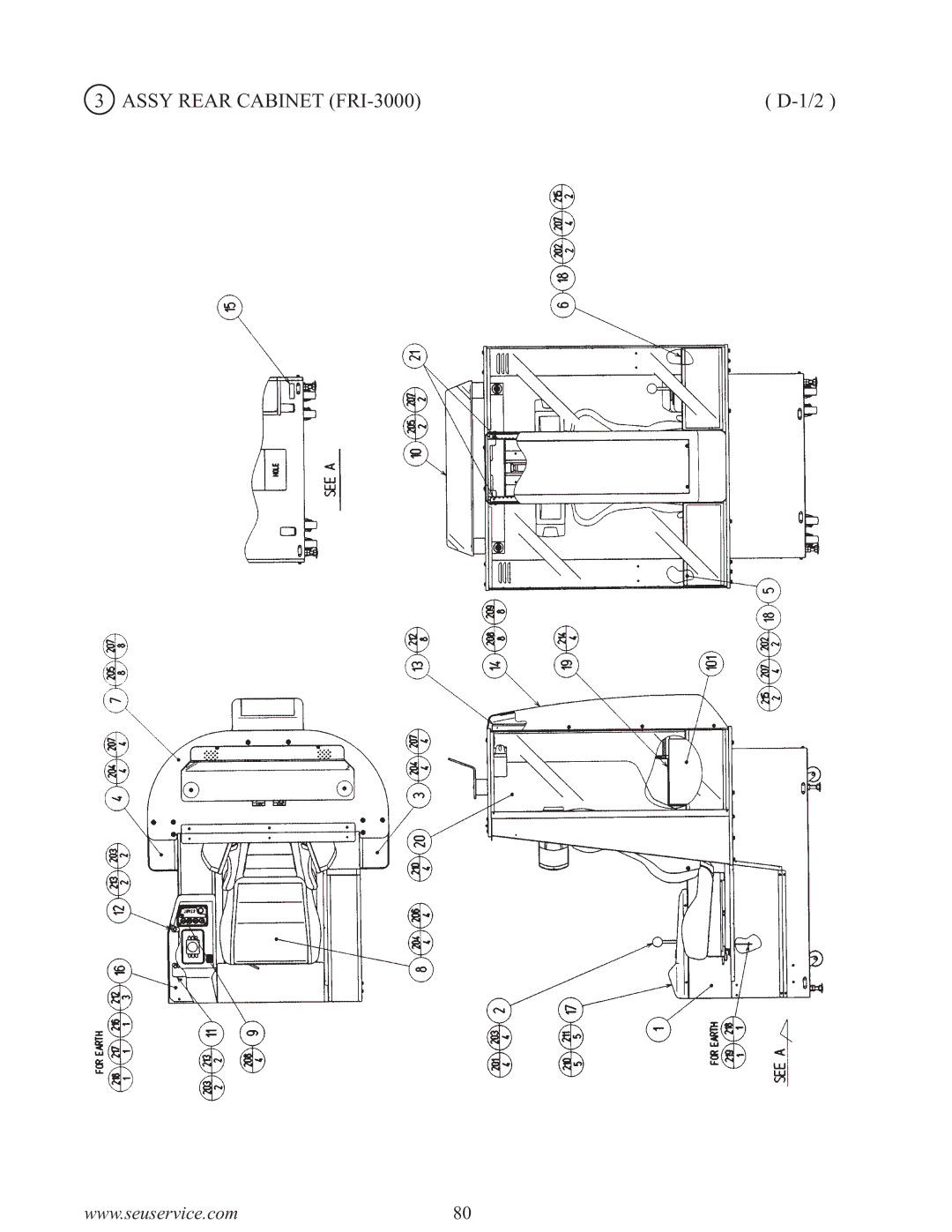 Sega F355 owner manual Assy Rear Cabinet FRI-3000 