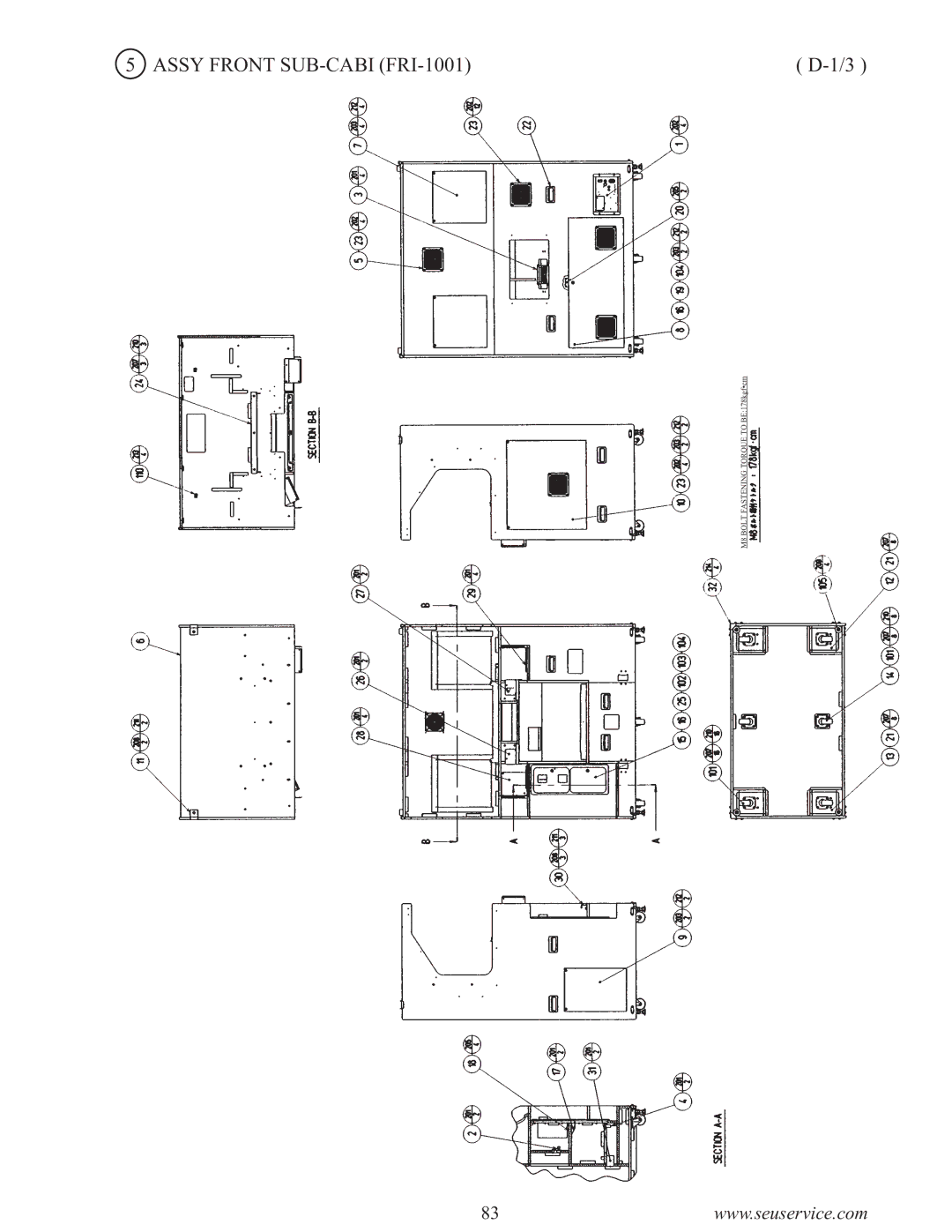 Sega F355 owner manual Assy Front SUB-CABI FRI-1001 