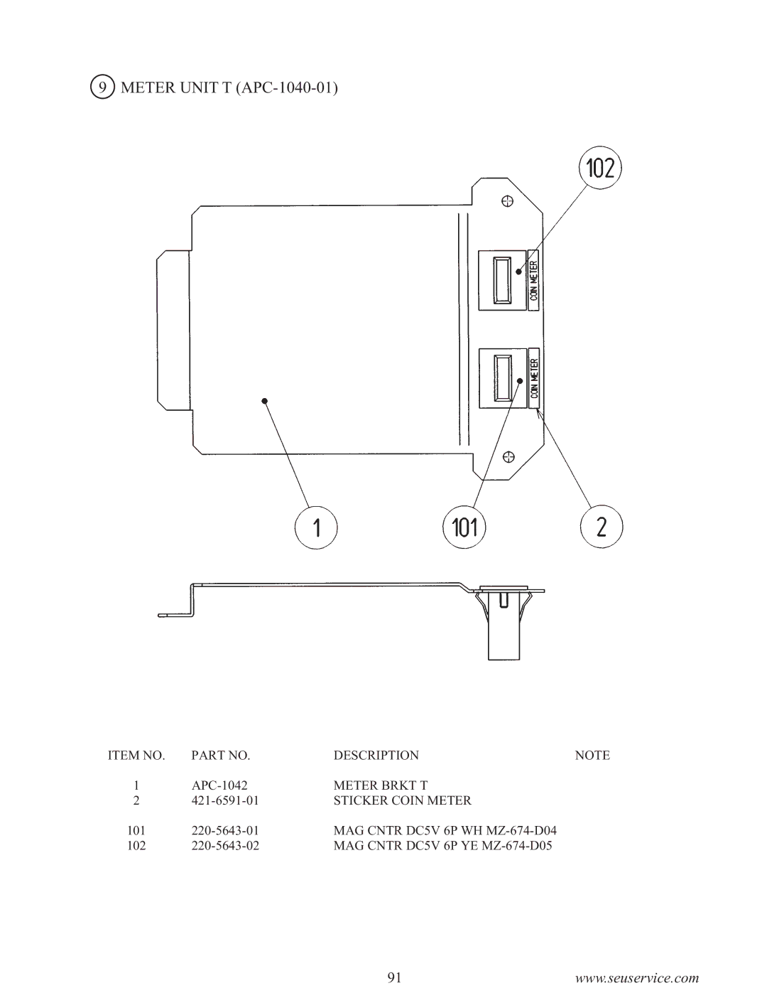 Sega F355 owner manual Meter Unit T APC-1040-01 